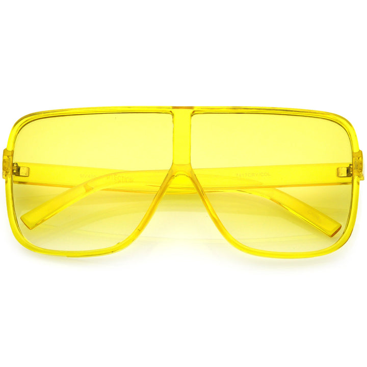 Oversize Festival Flat Top Translucent Color Tone Sunglasses C582
