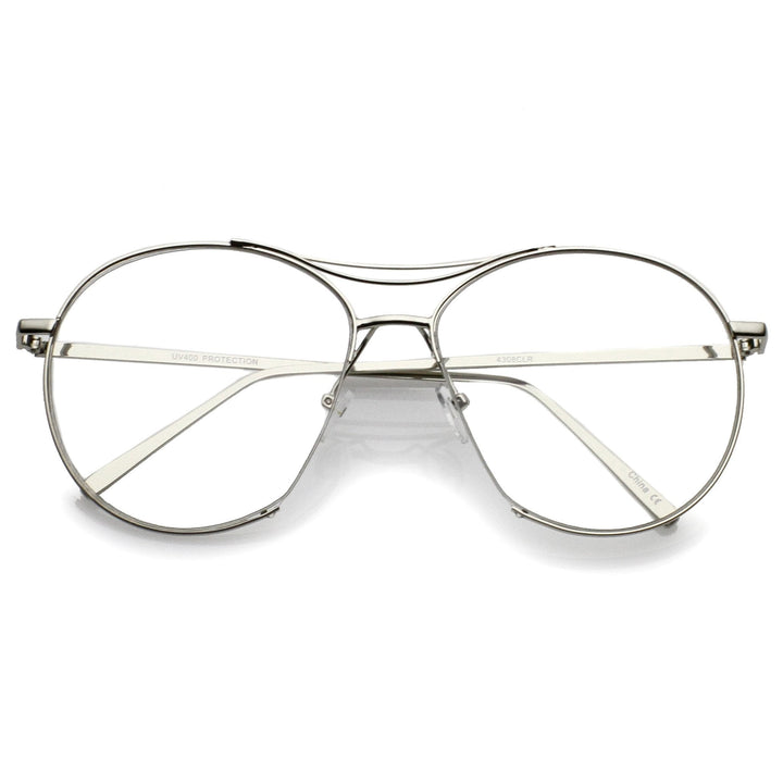 Oversize Retro Modern Clear Lens Aviator Glasses C132