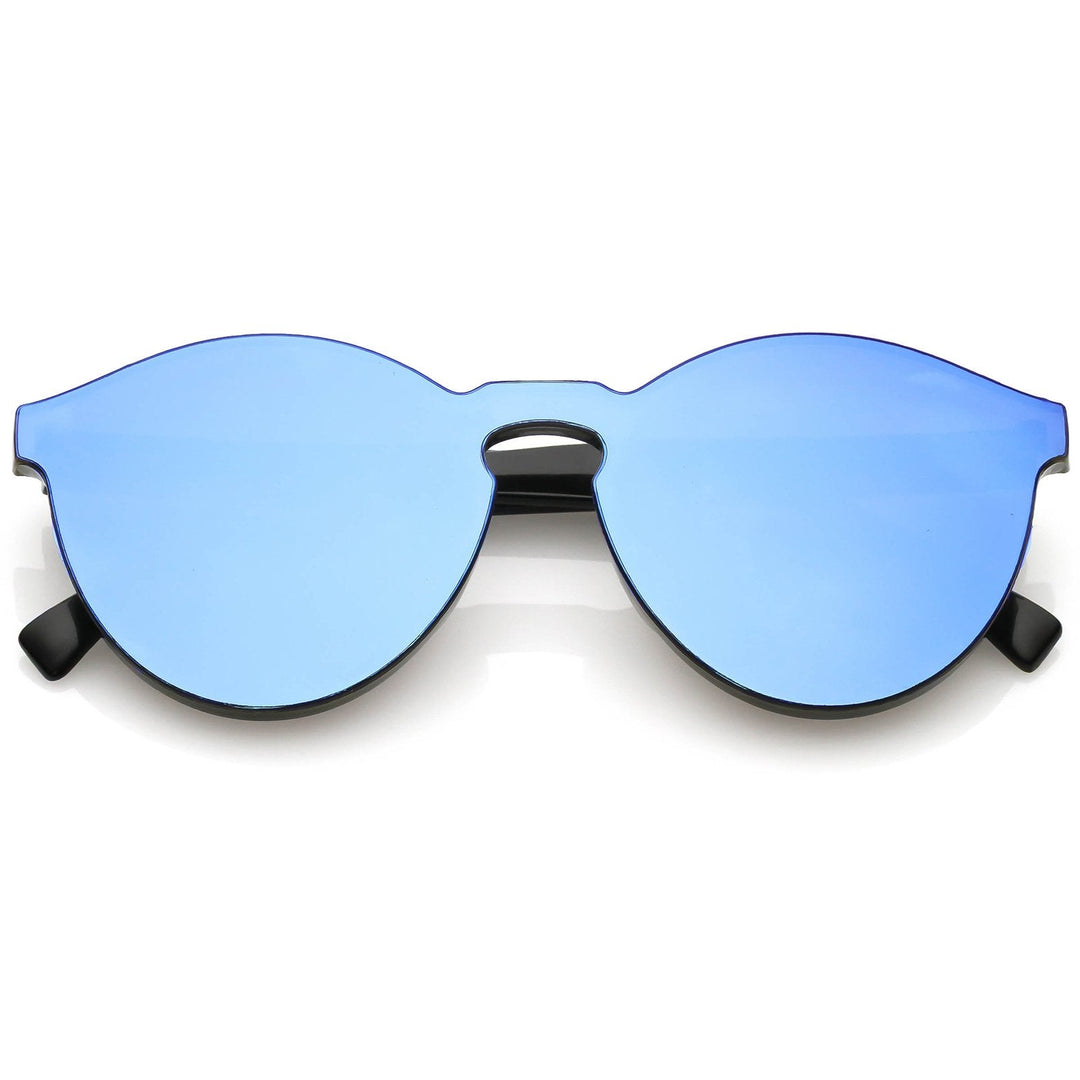 1980's Futuristic Monoblock Mirrored Flat Lens Sunglasses