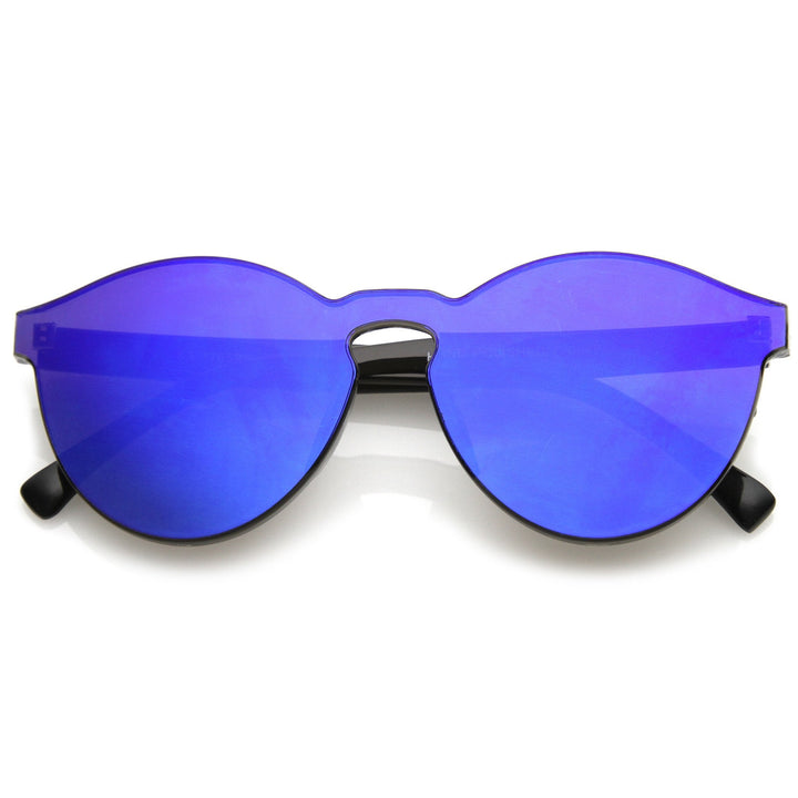 1980's Futuristic Monoblock Mirrored Flat Lens Sunglasses