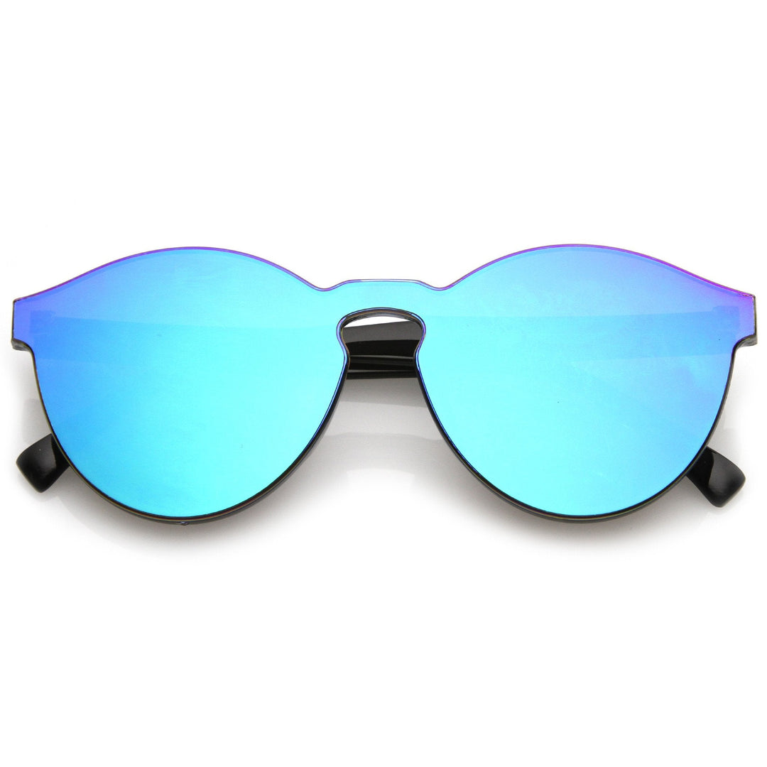 1980's Futuristic Monoblock Mirrored Flat Lens Sunglasses