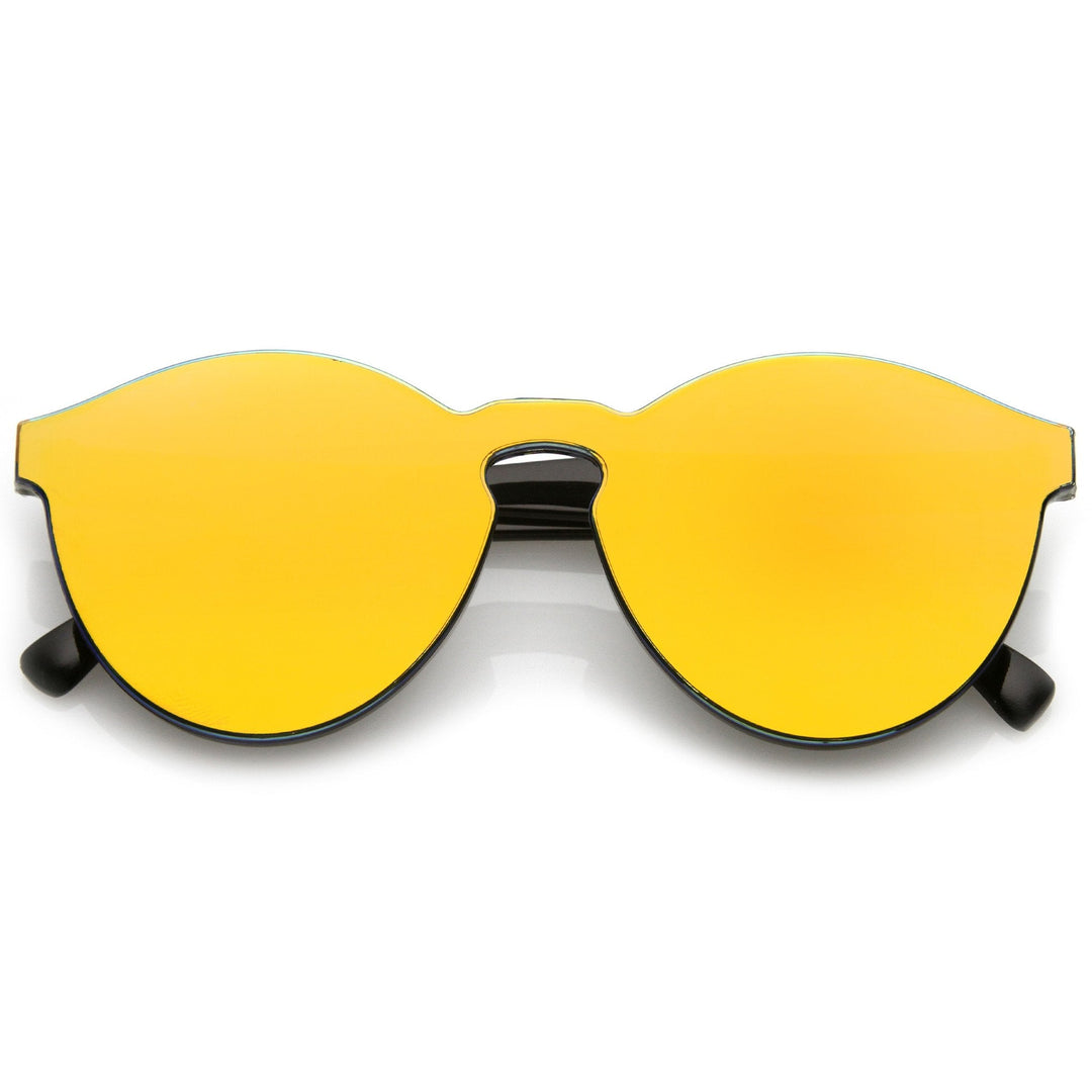 1980's Futuristic Monoblock Mirrored Flat Lens Sunglasses
