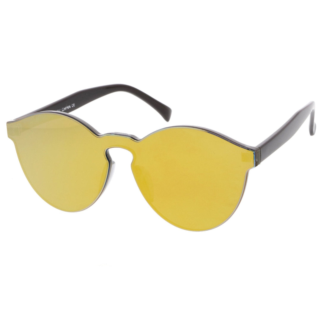 1980's Futuristic Monoblock Mirrored Flat Lens Sunglasses