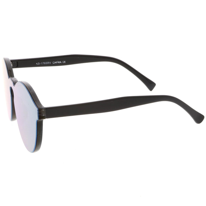 1980's Futuristic Monoblock Mirrored Flat Lens Sunglasses