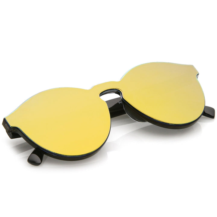 1980's Futuristic Monoblock Mirrored Flat Lens Sunglasses