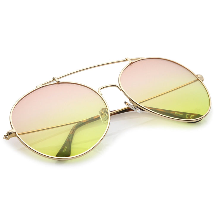 Retro Indie Oversize Gradient Lens Aviator Sunglasses A942
