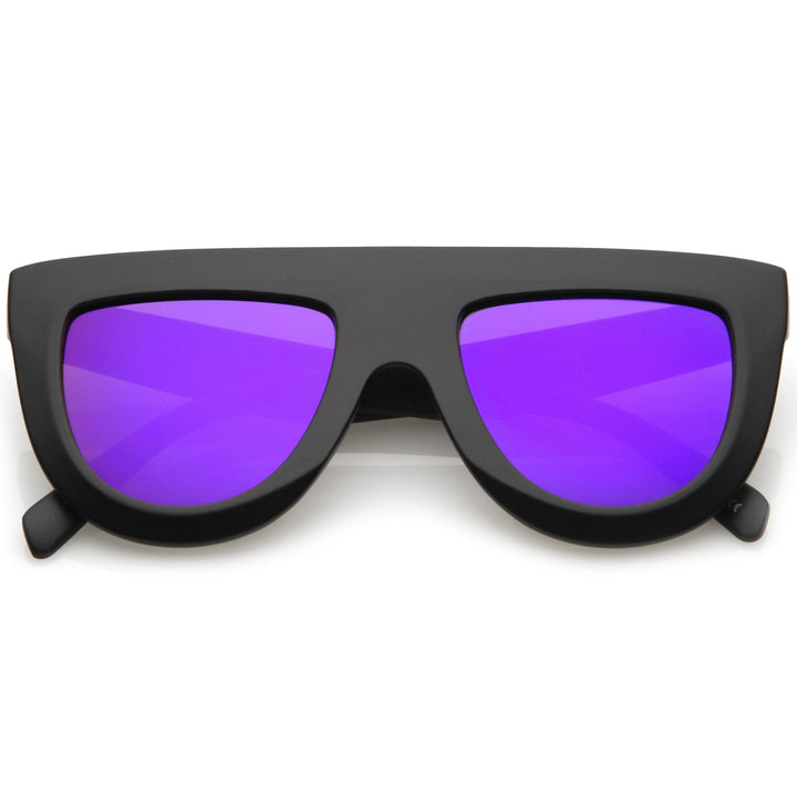 Oversize Retro Modern Flat Top Mirrored Lens Sunglasses C275
