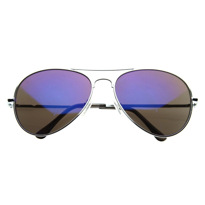 Retro Flash Color Mirrored Lens Metal Aviator Sunglasses 1485