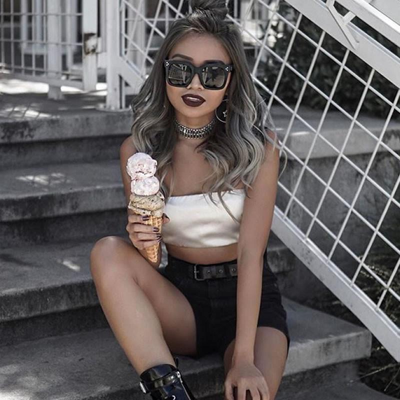 Bold Oversize Horned Rim Flat Lens Sunglasses A101