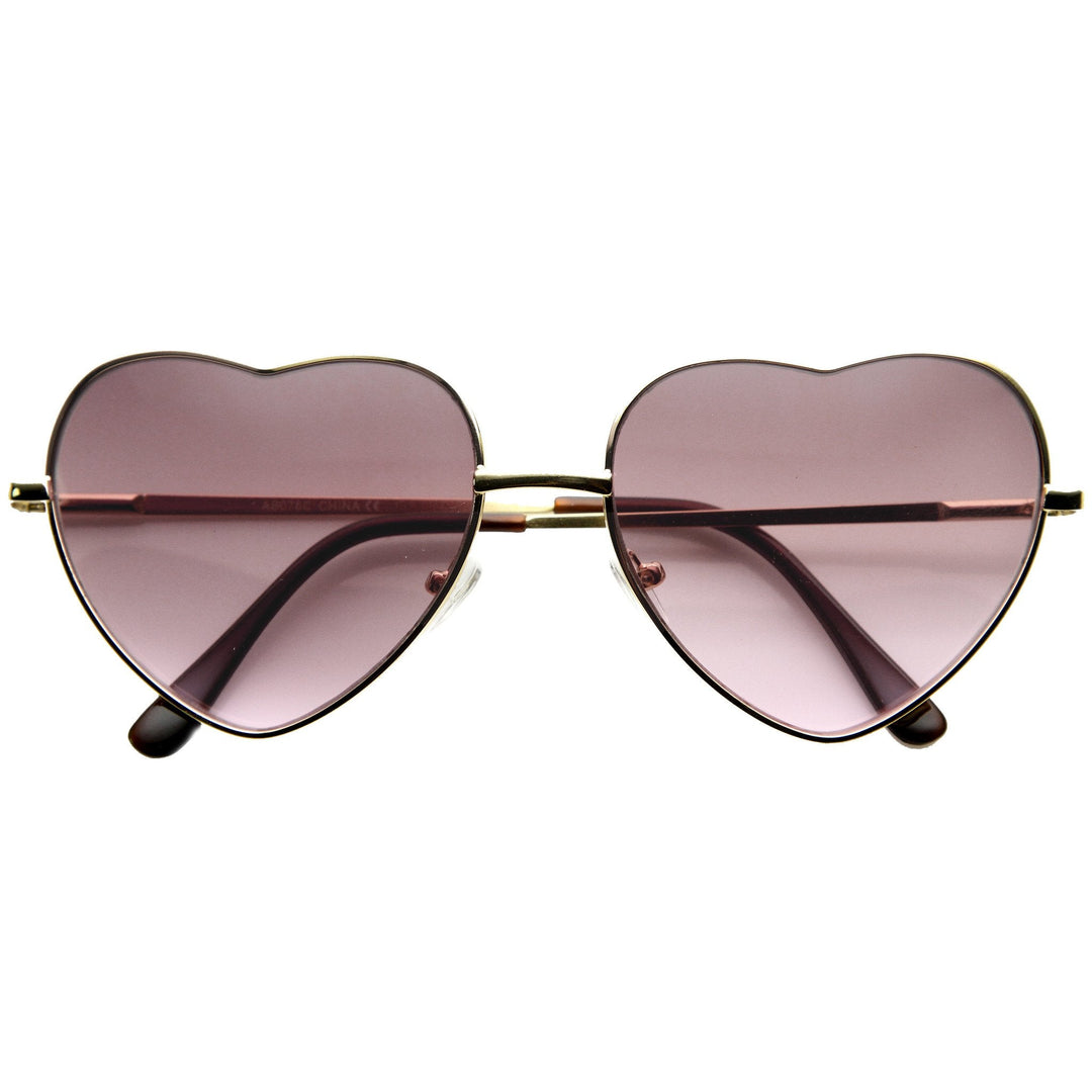 Cute Metal Heart Shape Rainbow Color Lens Sunglasses 9205