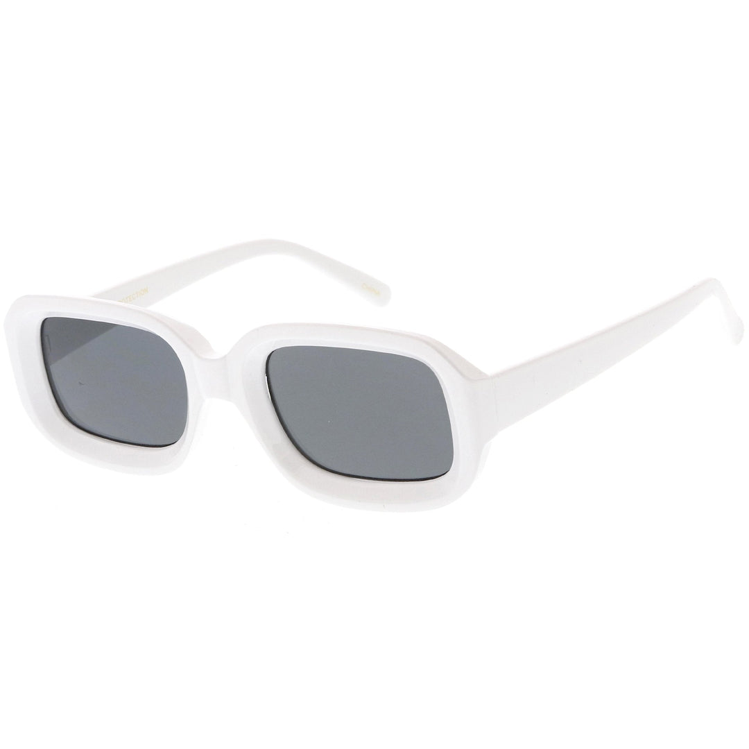 Artistic Retro Modern Deep Rectangle Block Flat Lens Sunglasses