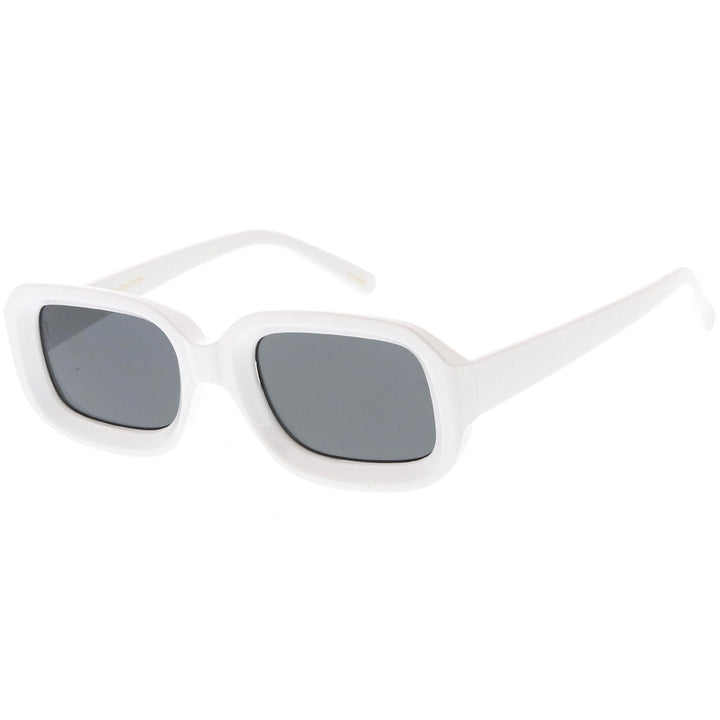 Artistic Retro Modern Deep Rectangle Block Flat Lens Sunglasses