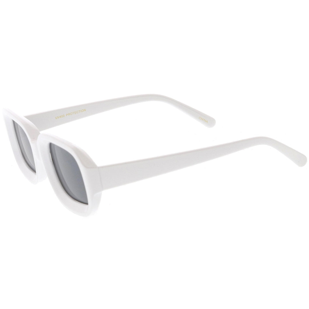 Artistic Retro Modern Deep Rectangle Block Flat Lens Sunglasses