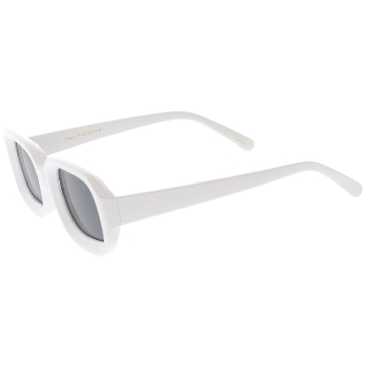 Artistic Retro Modern Deep Rectangle Block Flat Lens Sunglasses