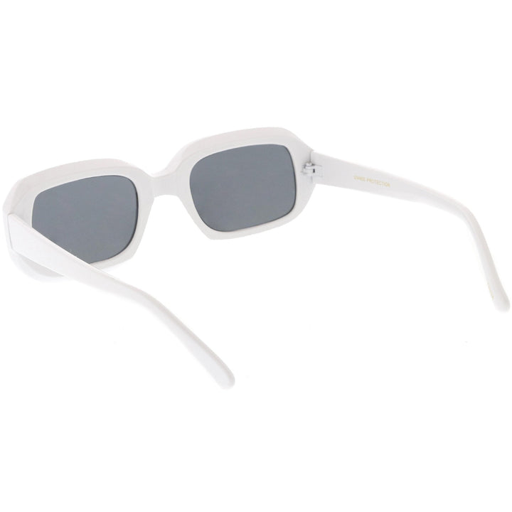 Artistic Retro Modern Deep Rectangle Block Flat Lens Sunglasses