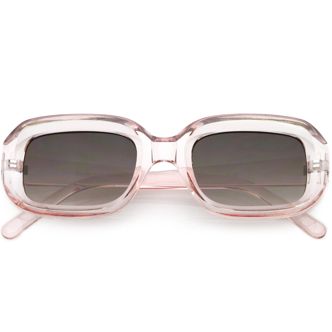 Artistic Retro Modern Deep Rectangle Block Flat Lens Sunglasses