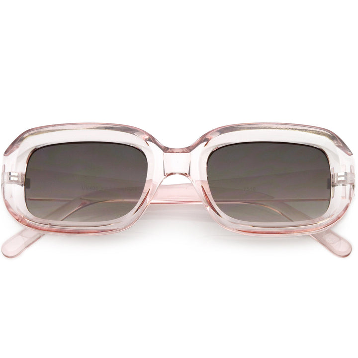 Artistic Retro Modern Deep Rectangle Block Flat Lens Sunglasses