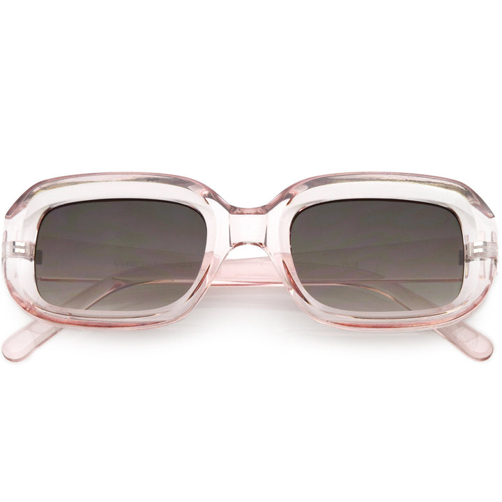 Artistic Retro Modern Deep Rectangle Block Flat Lens Sunglasses
