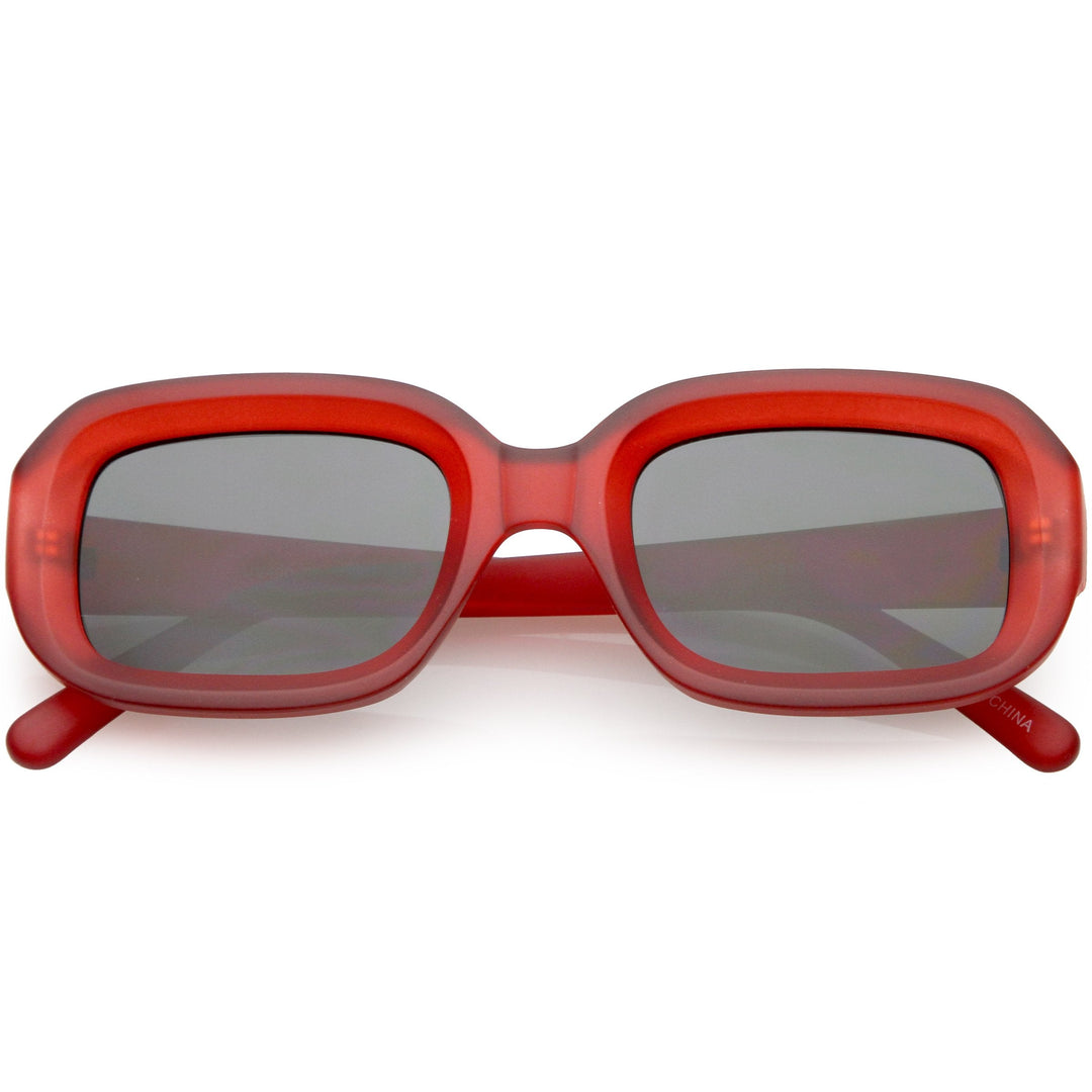 Artistic Retro Modern Deep Rectangle Block Flat Lens Sunglasses