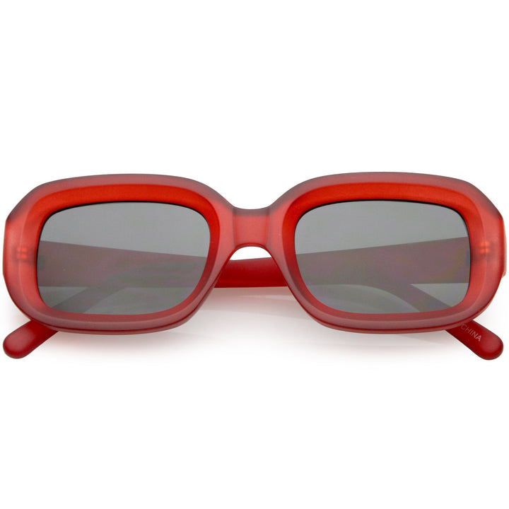 Artistic Retro Modern Deep Rectangle Block Flat Lens Sunglasses
