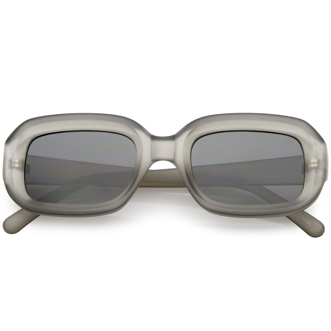 Artistic Retro Modern Deep Rectangle Block Flat Lens Sunglasses