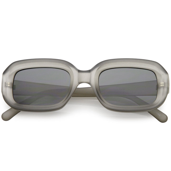 Artistic Retro Modern Deep Rectangle Block Flat Lens Sunglasses