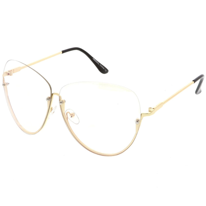 Women's Oversize Rimless Clear Lens Glasses C294
