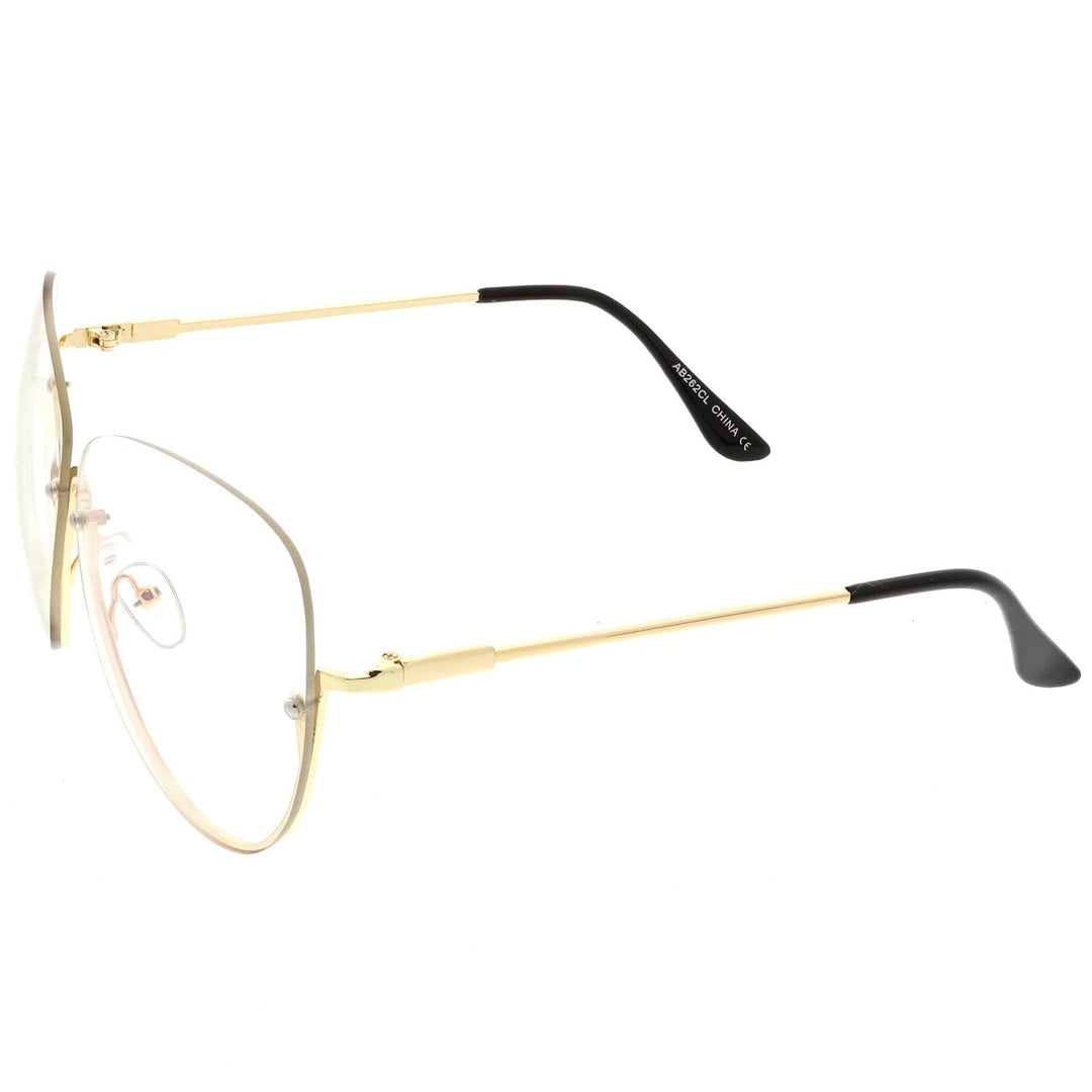 Women's Oversize Rimless Clear Lens Glasses C294