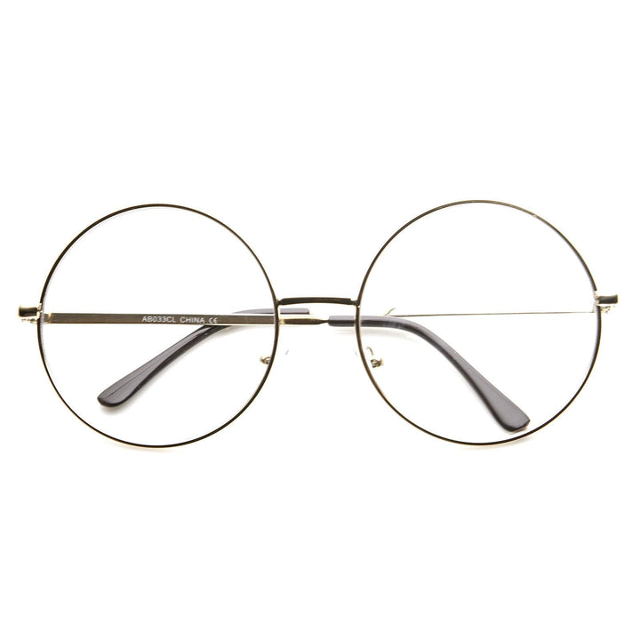 1920's Vintage Era Large Round Metal Clear Lens Glasses