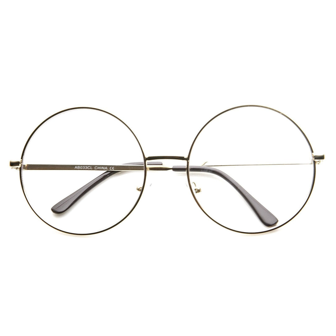 1920's Vintage Era Large Round Metal Clear Lens Glasses