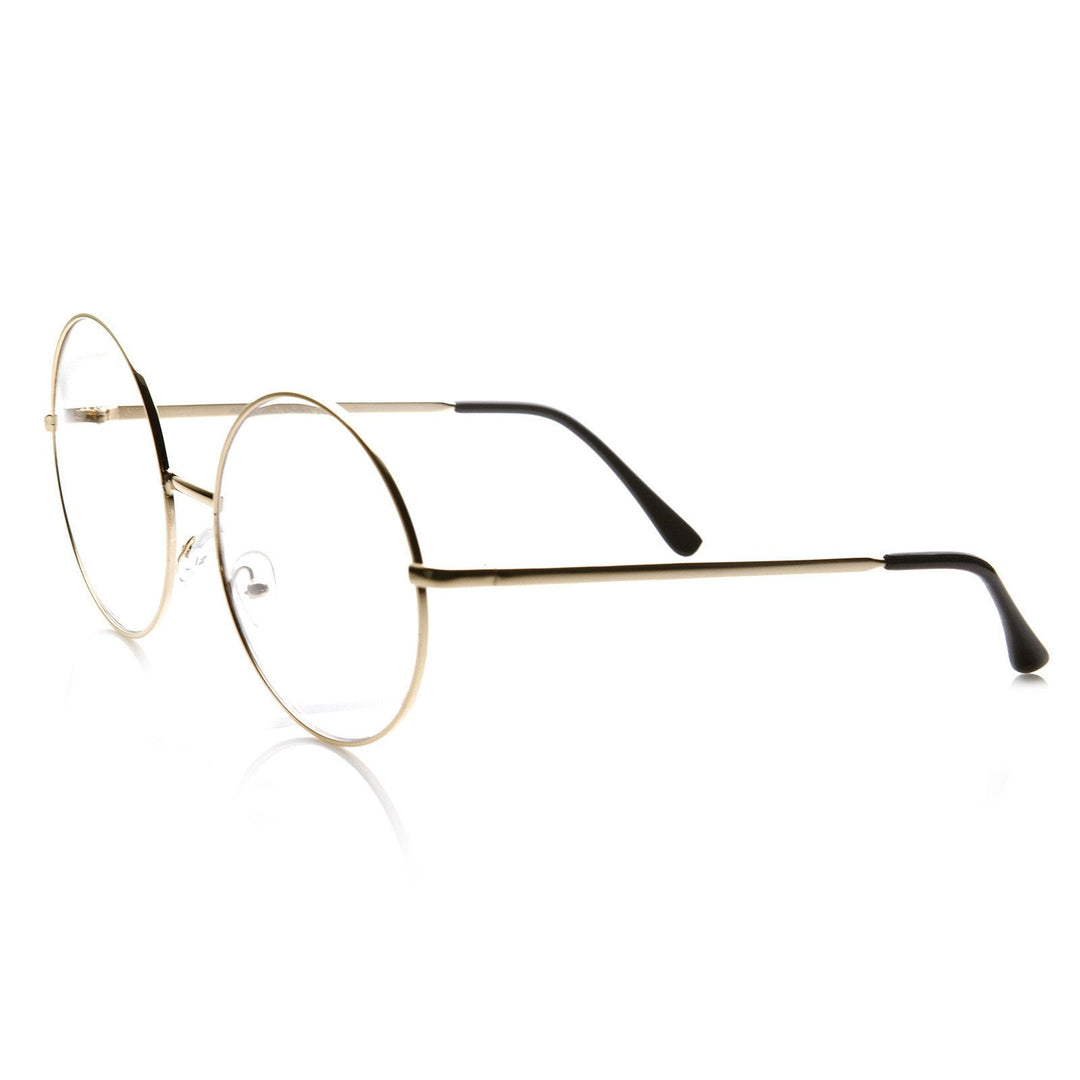 1920's Vintage Era Large Round Metal Clear Lens Glasses