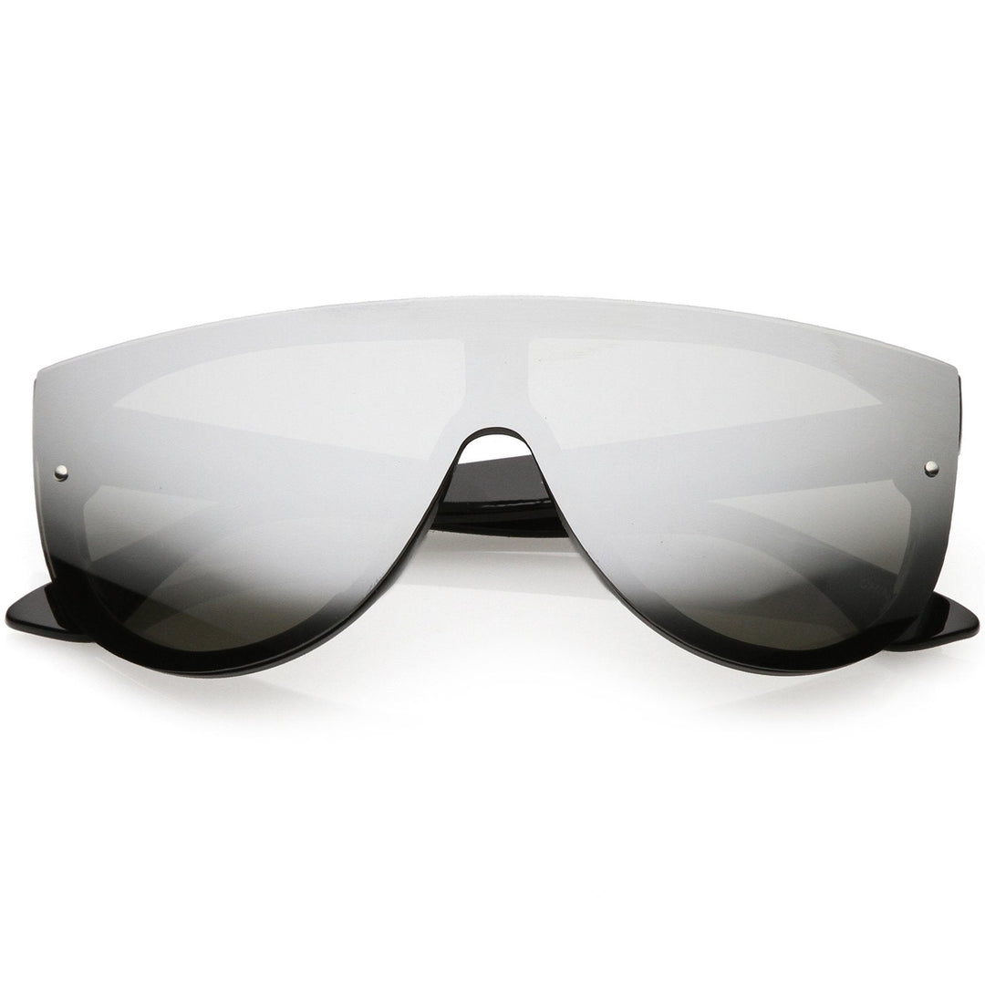 Retro Modern Flat Top Mirror Lens Shield Aviator Sunglasses 9798