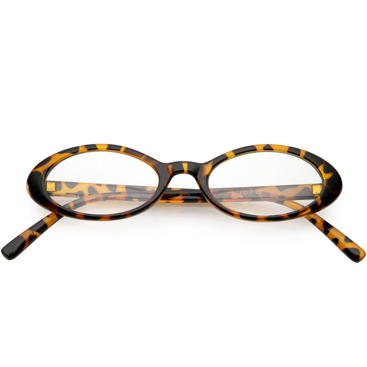 Women's Retro Dapper Small Oval Clear Lens Glasses C704