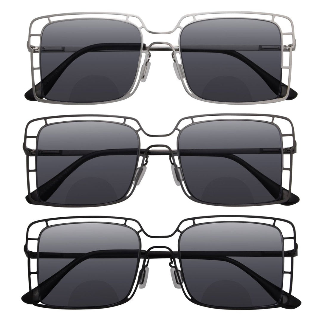3 Pack Thin Metal Hollow Bifocal Reading Sunglasses SBR2301