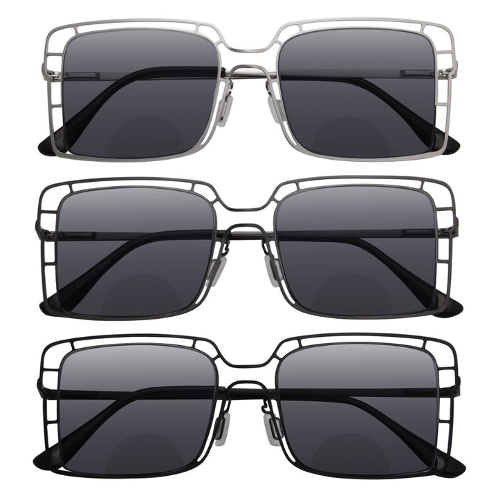 3 Pack Thin Metal Hollow Bifocal Reading Sunglasses SBR2301