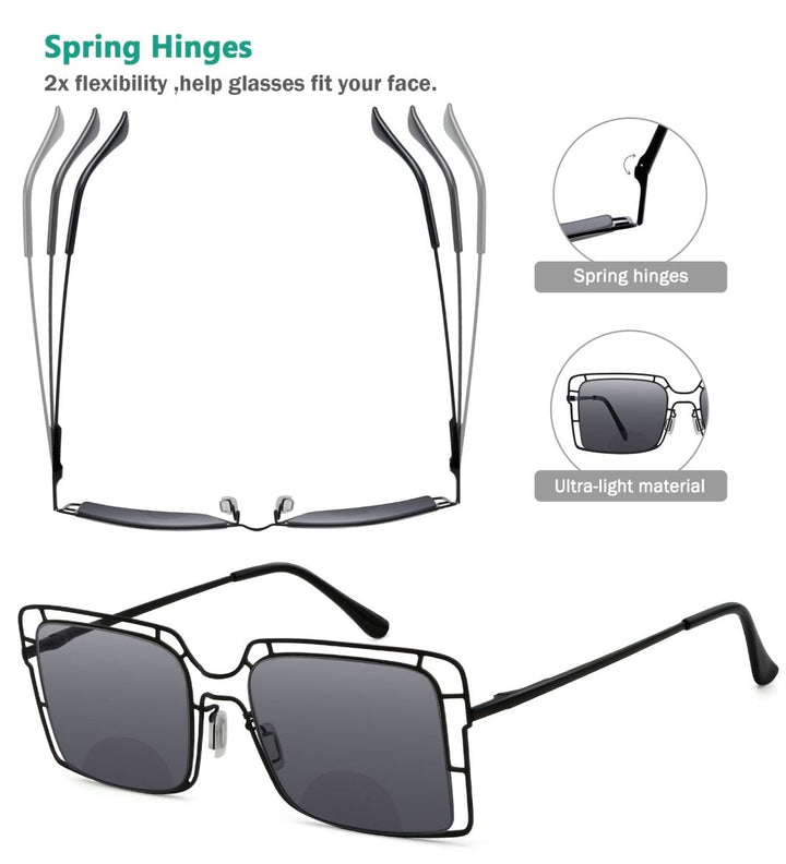3 Pack Thin Metal Hollow Bifocal Reading Sunglasses SBR2301