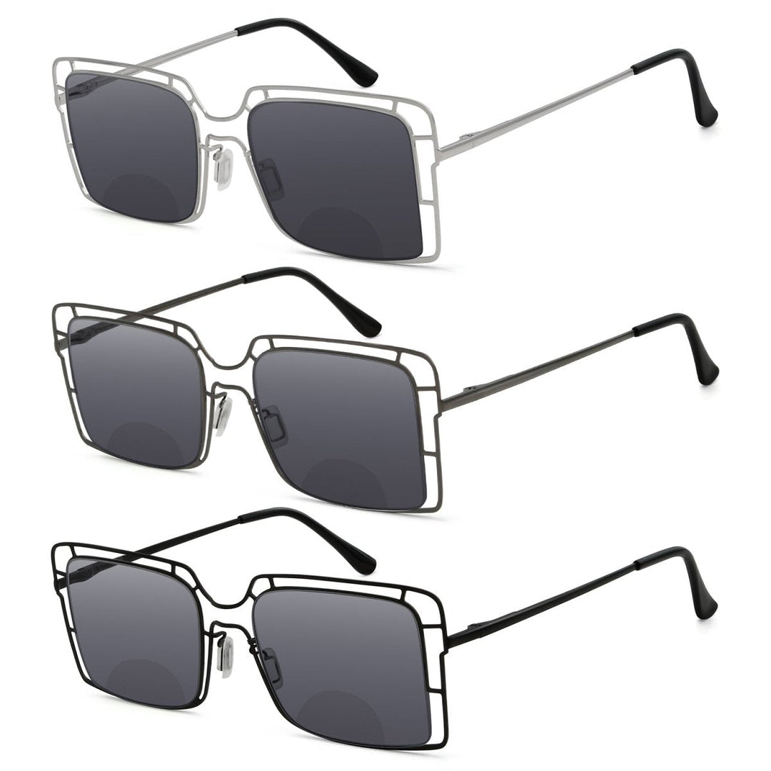 3 Pack Thin Metal Hollow Bifocal Reading Sunglasses SBR2301