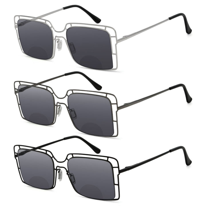 3 Pack Thin Metal Hollow Bifocal Reading Sunglasses SBR2301