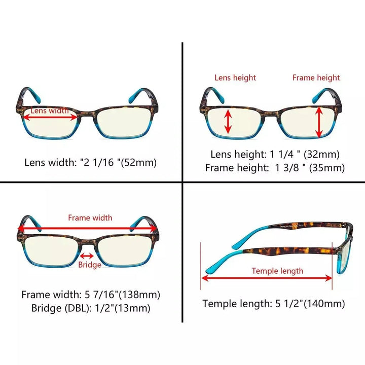 3 Pack Blue Light Filter Reading Glasses UVR898D