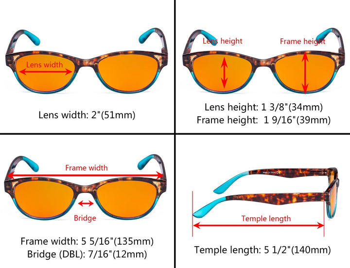 Paquete de 3 gafas de lectura con bloqueo de luz azul tipo ojo de gato 