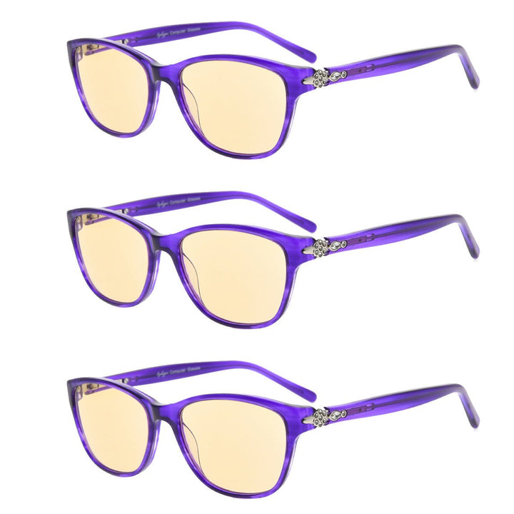 3 Pack Cat Eye Blue Light Filter Reading Glasses