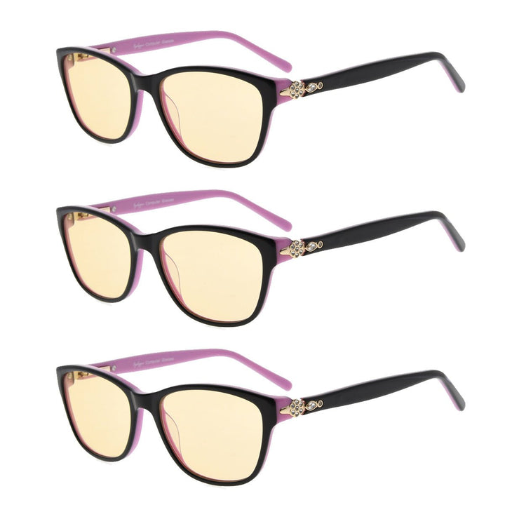 3 Pack Cat Eye Blue Light Filter Reading Glasses