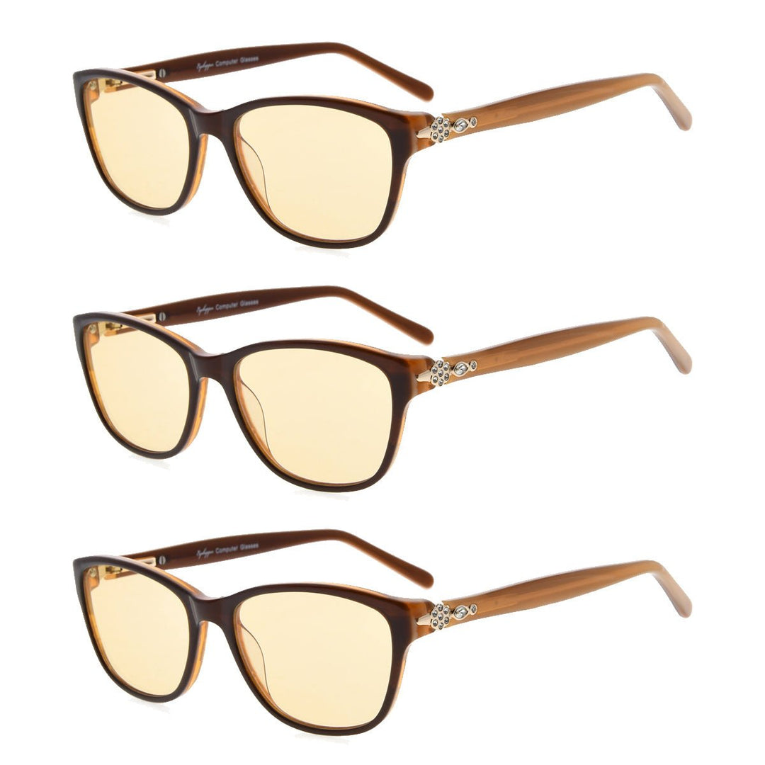 3 Pack Cat Eye Blue Light Filter Reading Glasses