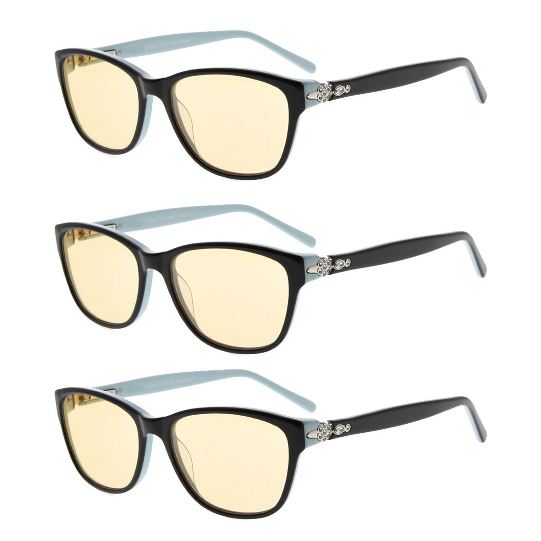 3 Pack Cat Eye Blue Light Filter Reading Glasses