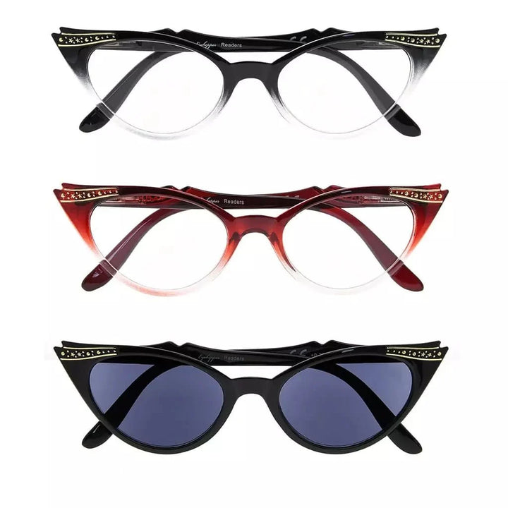 3 Pack Cat-eye Reading Glasses Include Sunshine Readers R914