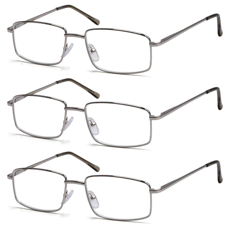 3 Pack Classic Metal Frame Reading Glasses