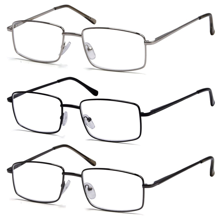 Paquete de 3 gafas de lectura clásicas con montura metálica