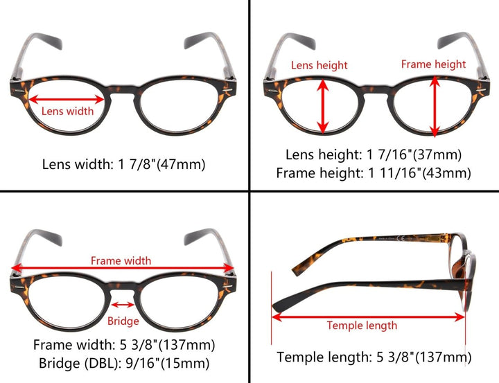 Paquete de 3 gafas de lectura clásicas y elegantes.