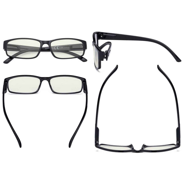 3 Pack Rectangle Blue Light Blocking Reading Glasses