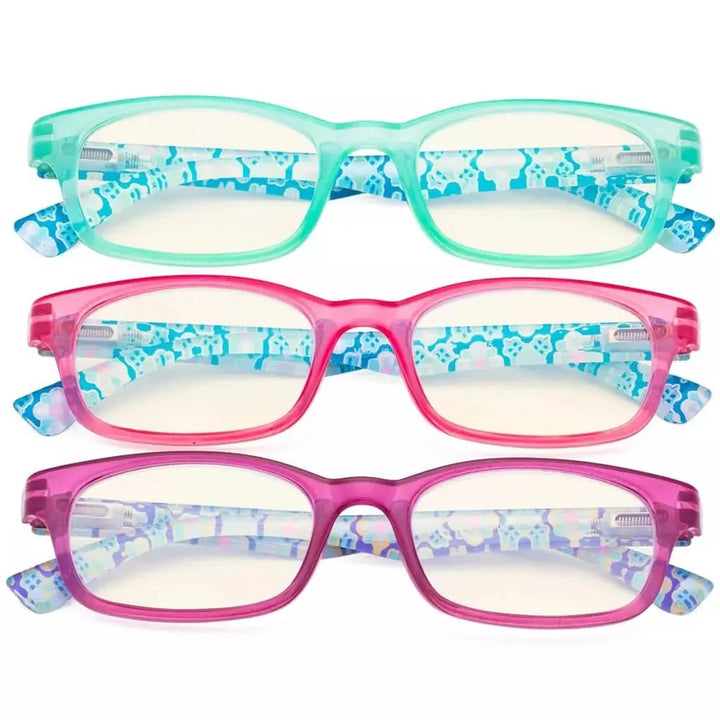 3 Pack Floral Print Blue Light Filter Readers UVR029